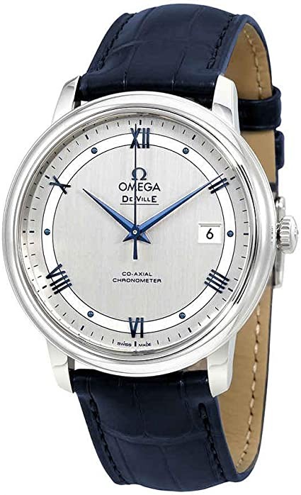 Omega De Ville 自动同轴计时器蓝色皮革表带 424.13.40.20.02.003