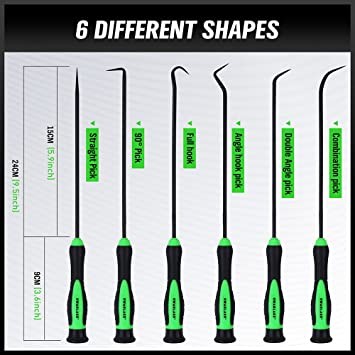SWANLAKE Pick and Hook Set, Auto Car Oil Seal/O-Ring Gasket Pick Mini Hook Puller (6 Pieces)